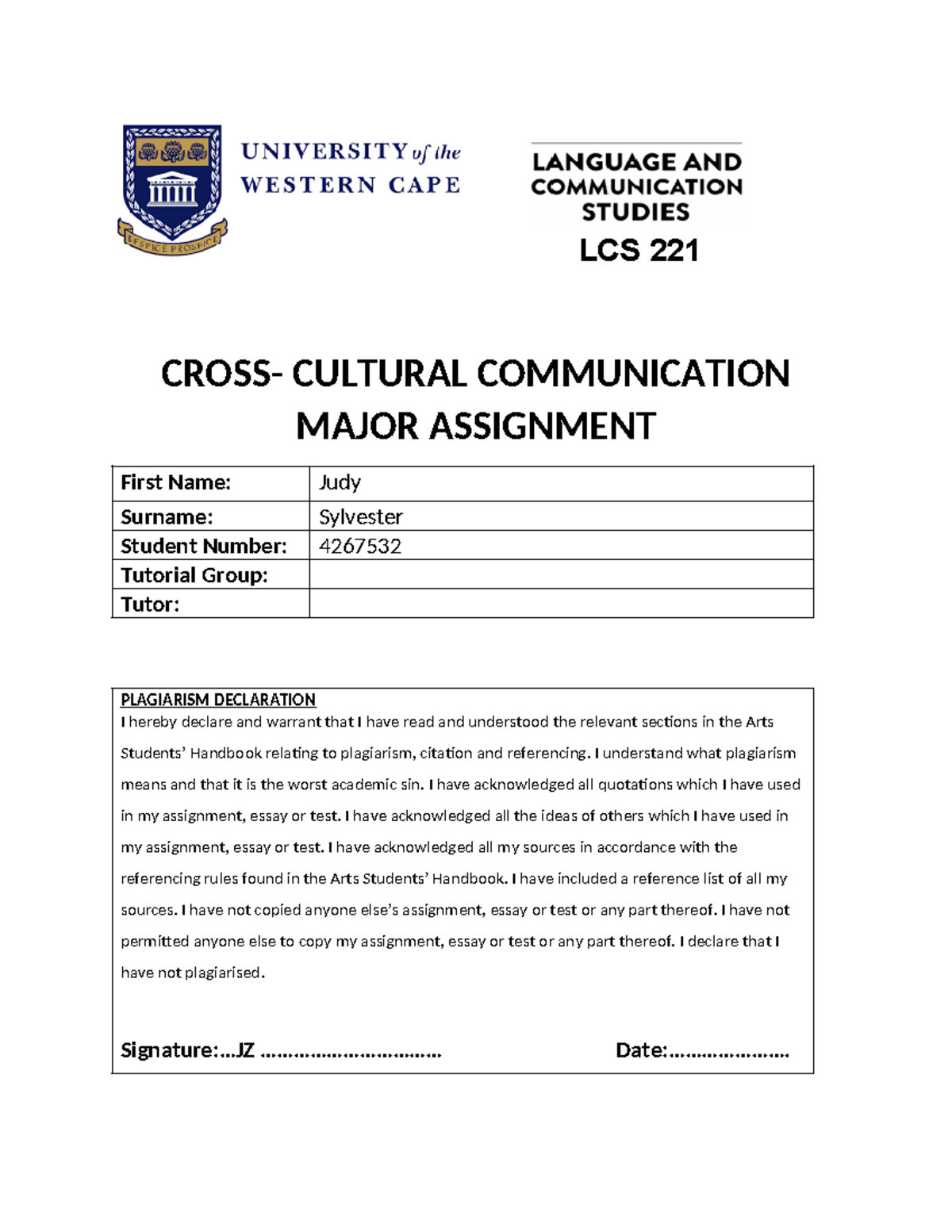 LCS@ copy - lCS - CROSS- CULTURAL COMMUNICATION MAJOR ASSIGNMENT First ...