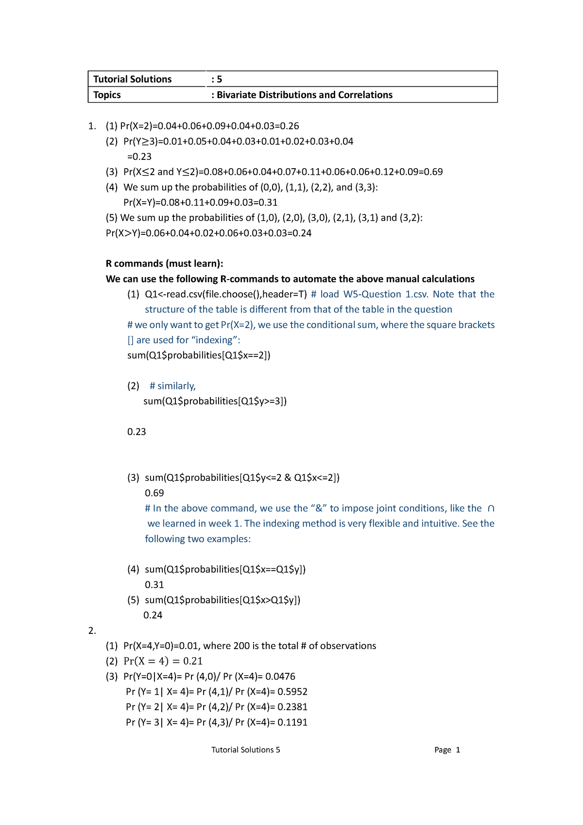 Solutions Week 5 - N.A. - Tutorial Solutions 5 Page 1 Tutorial ...