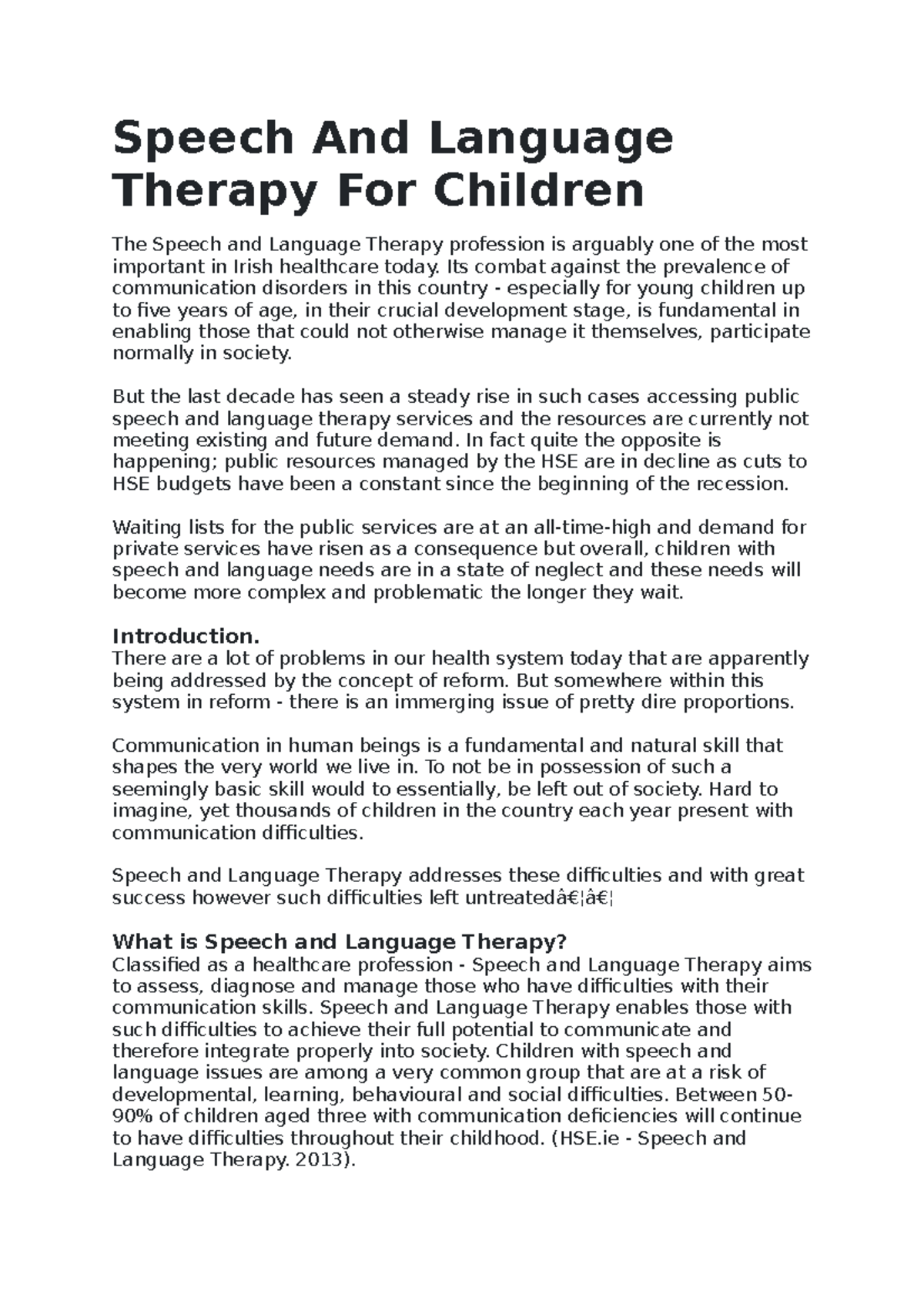 Speech And Language Therapy For Children - Speech And Language Therapy ...