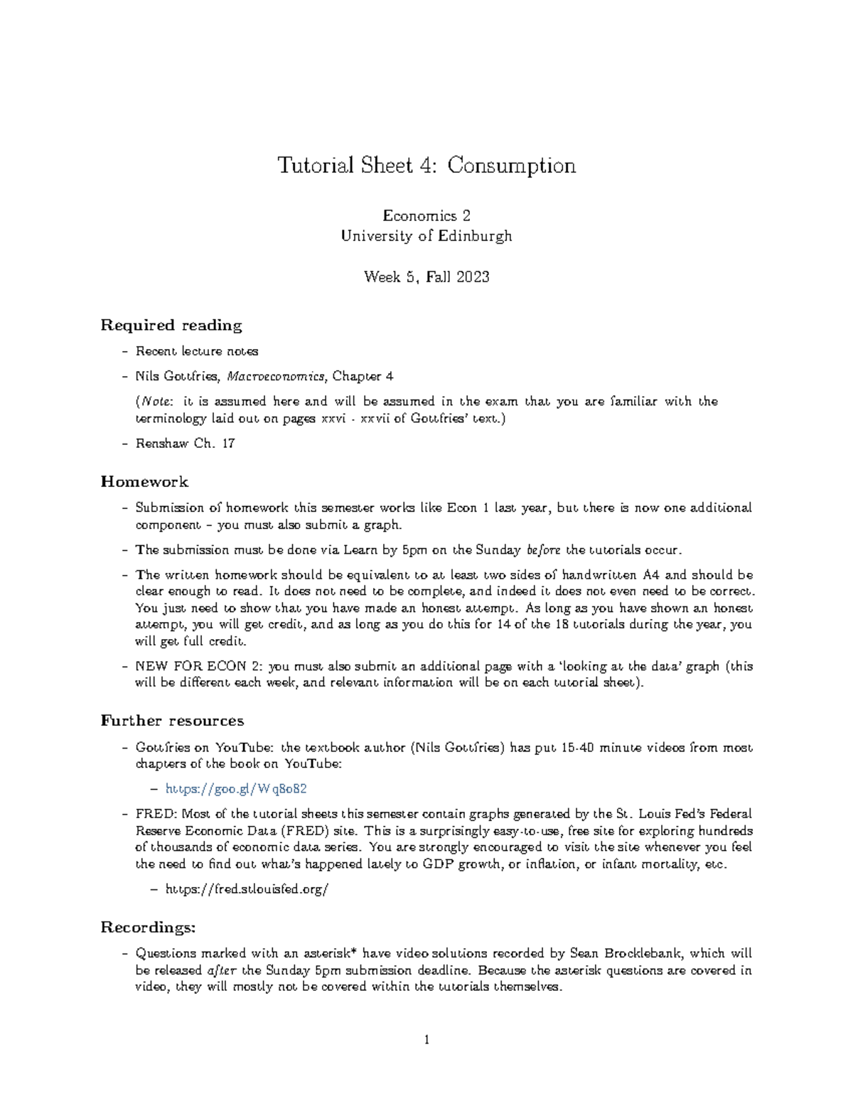 Tutorial 4 Solutions - Tutorial Sheet 4: Consumption Economics 2 ...