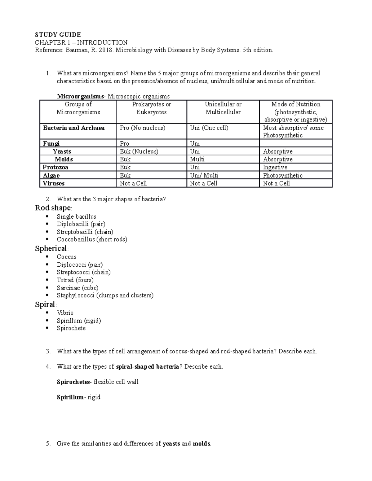 Microbiology Study Guide-Chapter 1 - STUDY GUIDE CHAPTER 1 ...