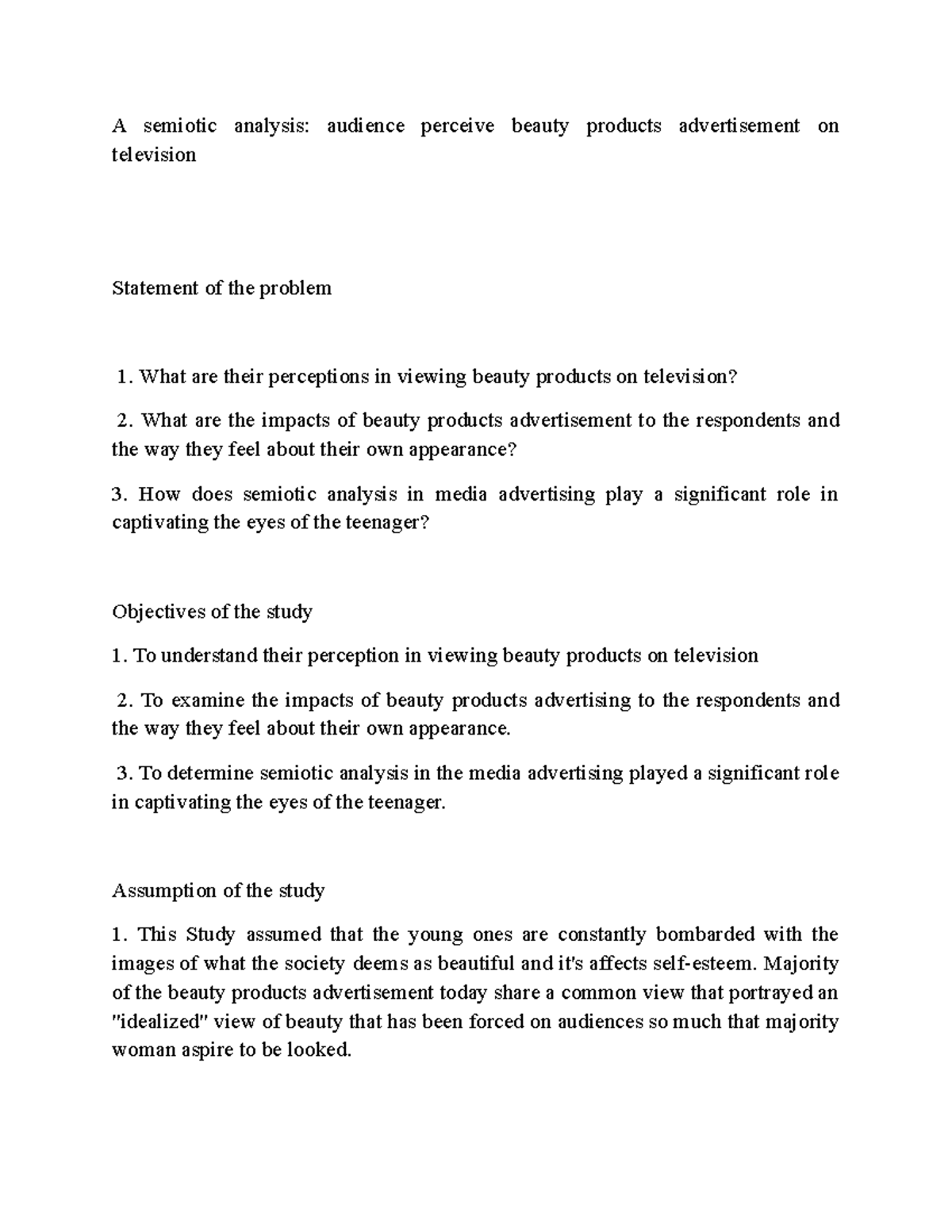A semiotic analysis - To determine semiotic analysis in the media ...