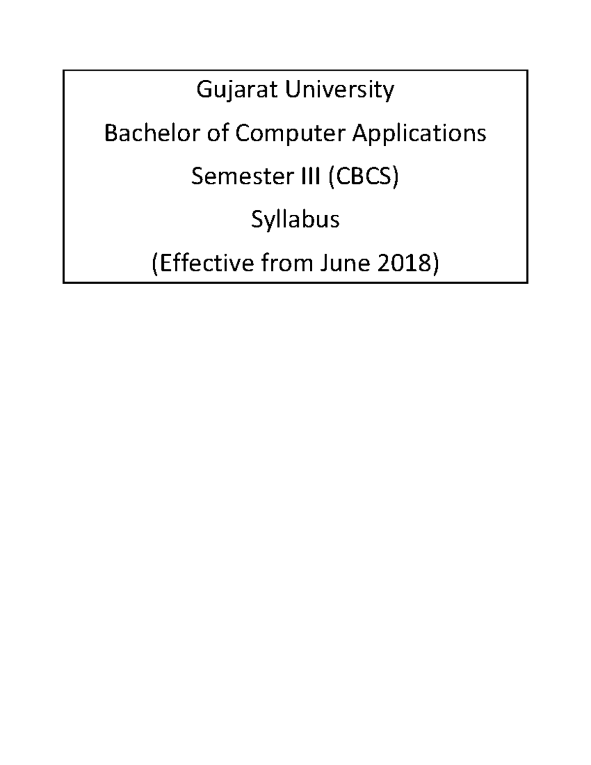 BCA Sem 3-4 June 2018 - Syllabus - Gujarat University Bachelor Of ...