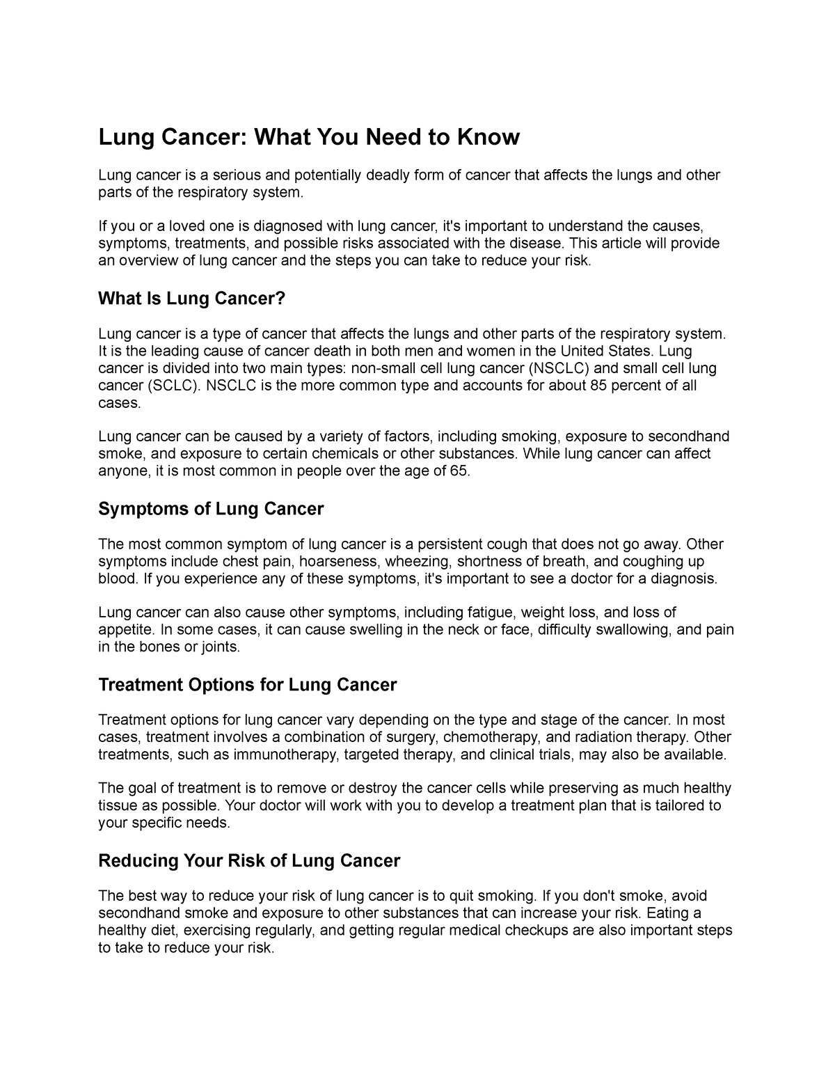 lung cancer essay conclusion