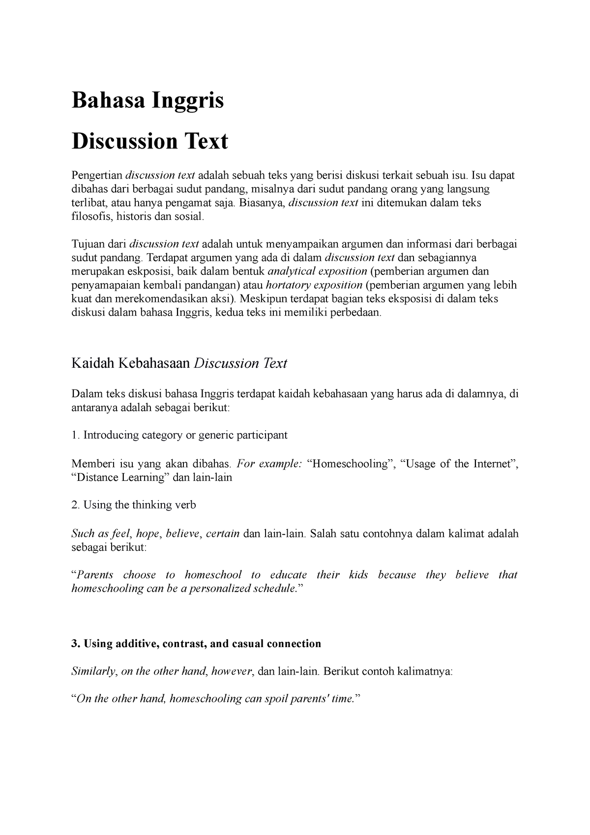 Intermediate English Structure - Discussion Text - Bahasa Inggris Discussion Text Pengertian ...