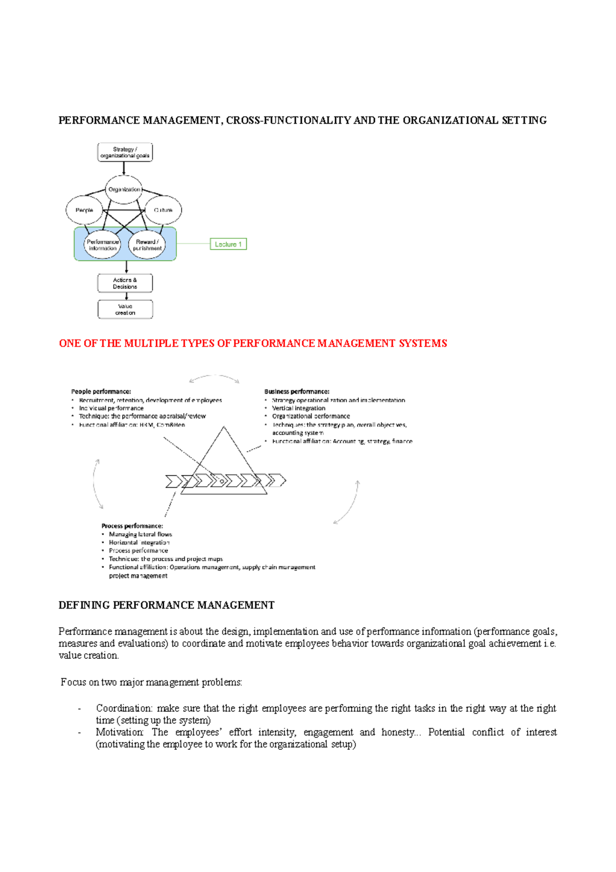 Lecture 1 PMI - notes for PMI - PERFORMANCE MANAGEMENT, CROSS ...