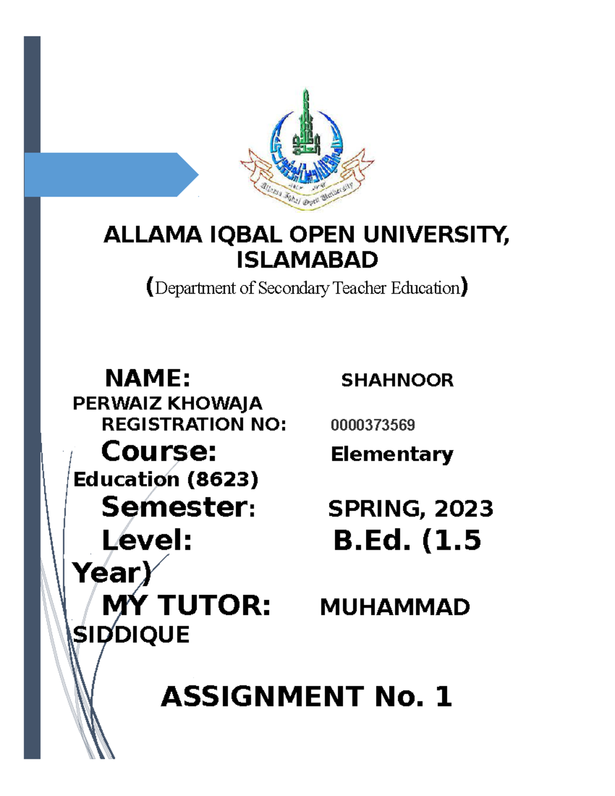 assignment work allama iqbal open university