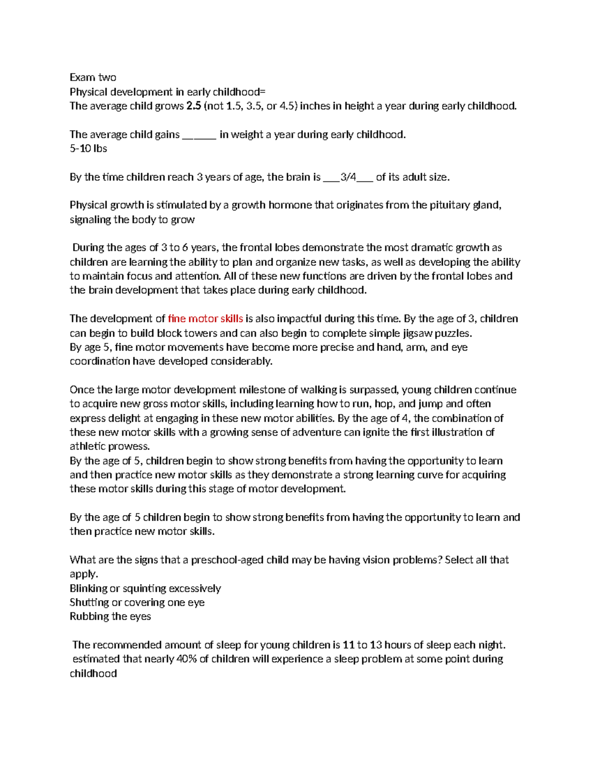 Exam two - Study guide for exam 2 filled out - Exam two Physical ...