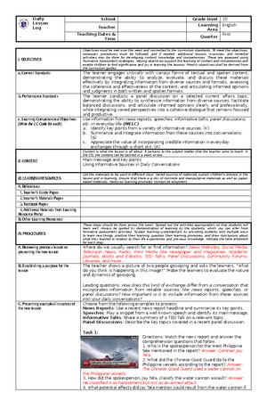 Modified Matatag Curriculum Lesson Plan (Weekly/Daily) - Weekly Lesson ...