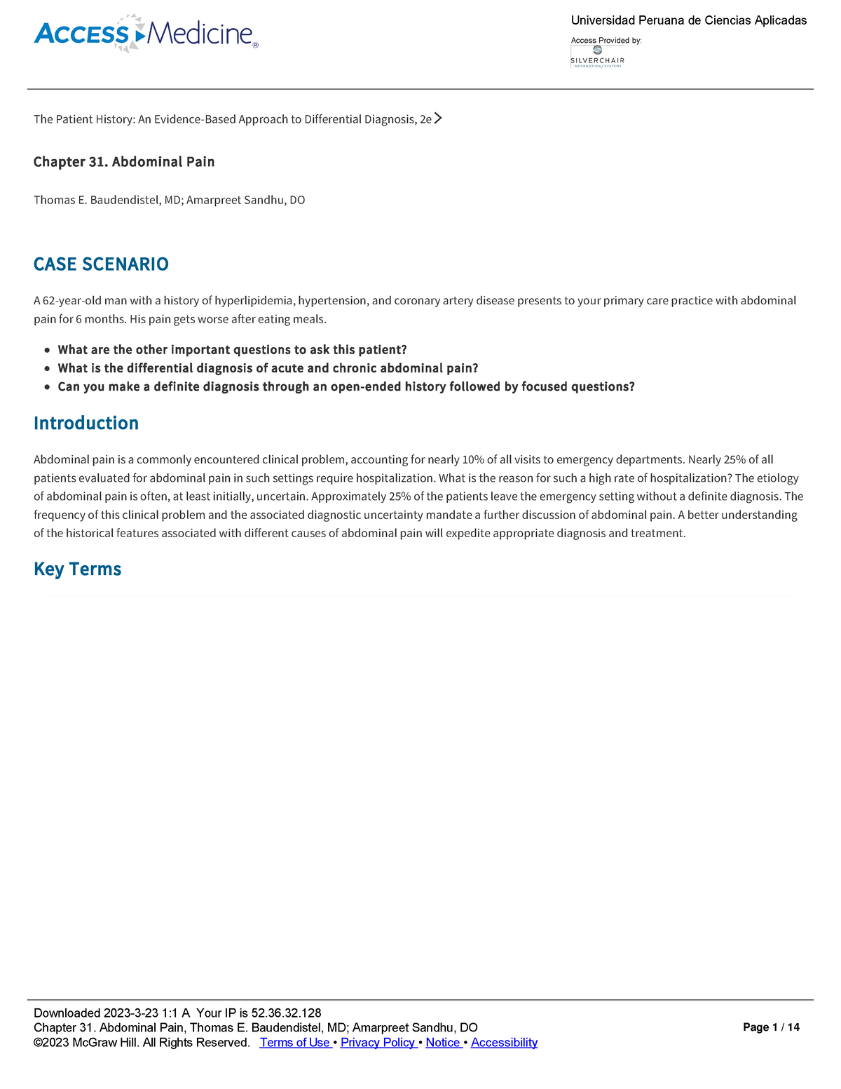 Chapter 31. Abdominal Pain - The Patient History: An EvidenceBased ...