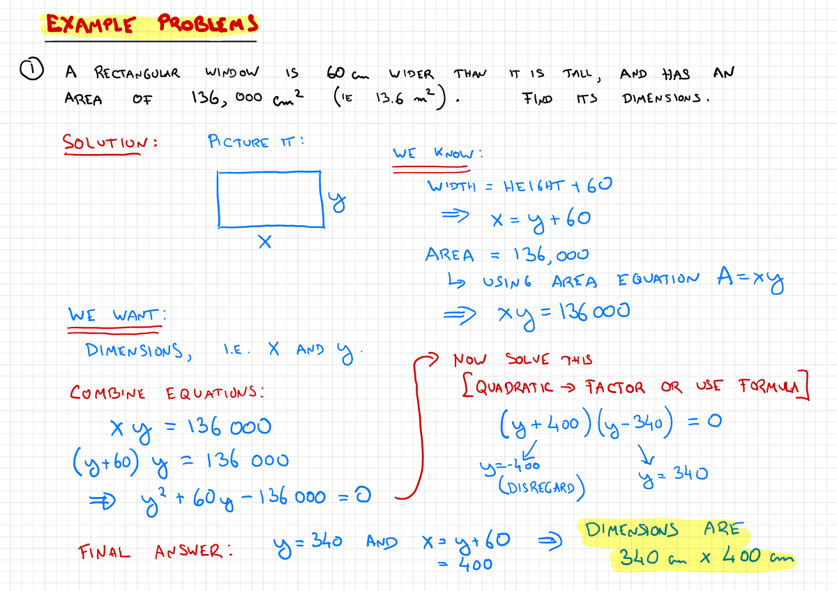 M102 Geometry Examples - EXAMPLE PROBLEMS ⑧ ① A RECTANGULAR WINDOW IS ...