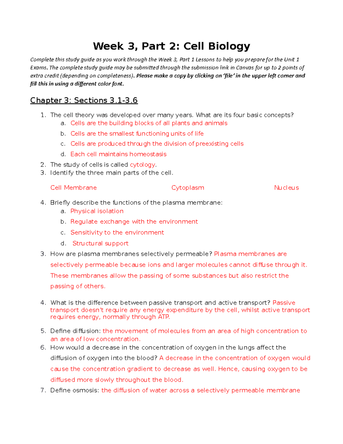 Week 3, Part 1 Cell Biology - Week 3, Part 2: Cell Biology Complete ...