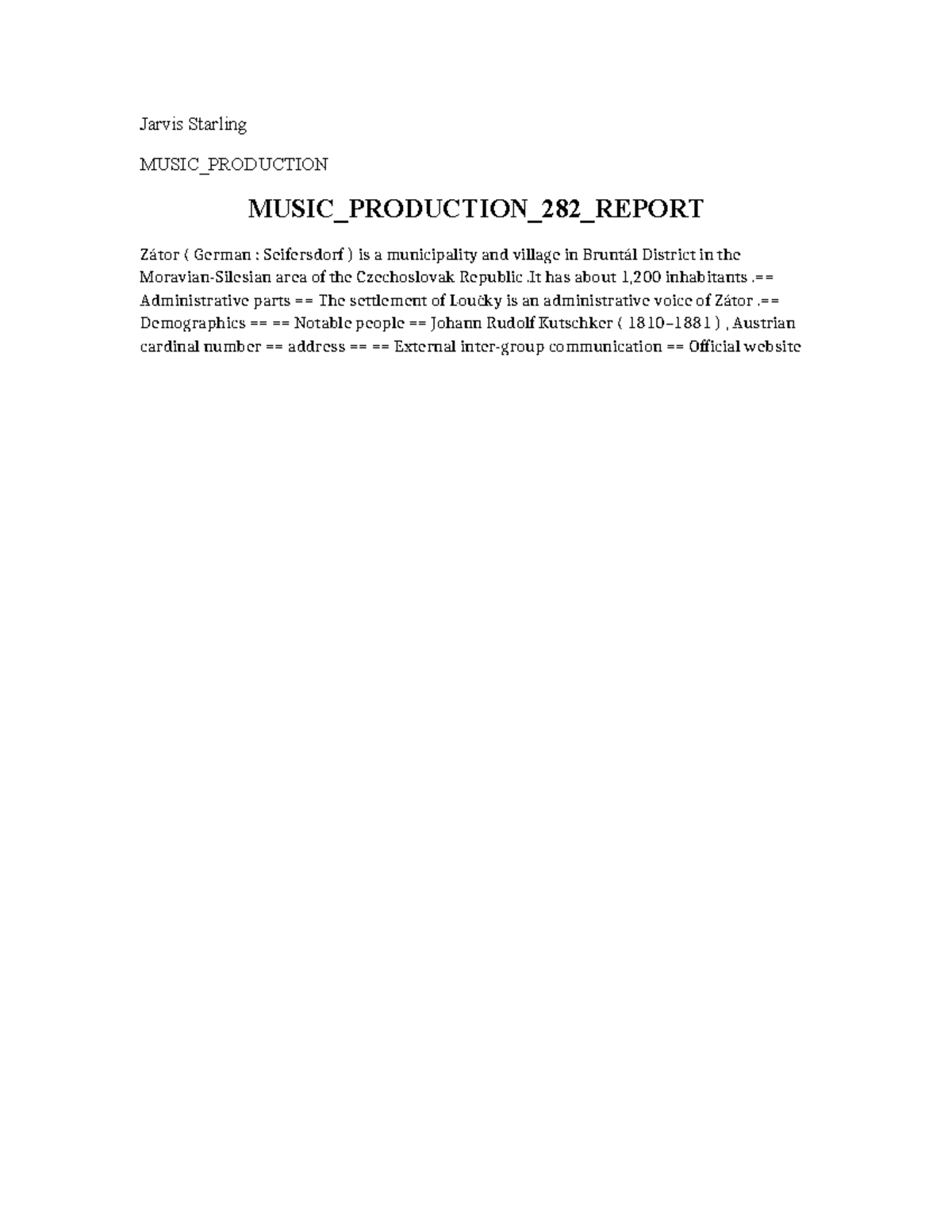 Music Production 282 Report - Jarvis Starling MUSIC_PRODUCTION MUSIC ...