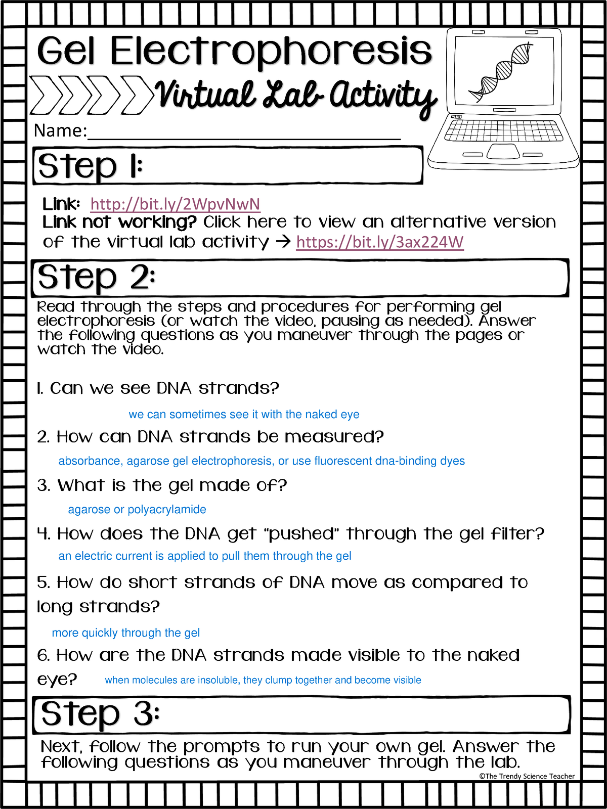 Gel Electrophoresis Virtual Lab Activity - Gel Electrophoresis Virtual ...