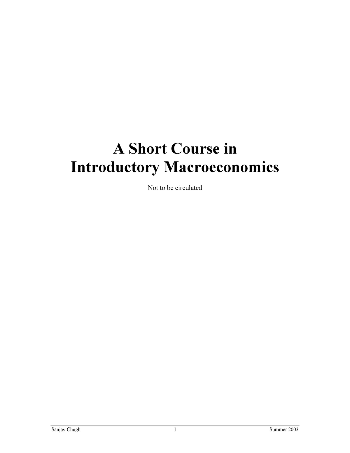 Intermediate Macroeconomics - A Short Course In Introductory ...