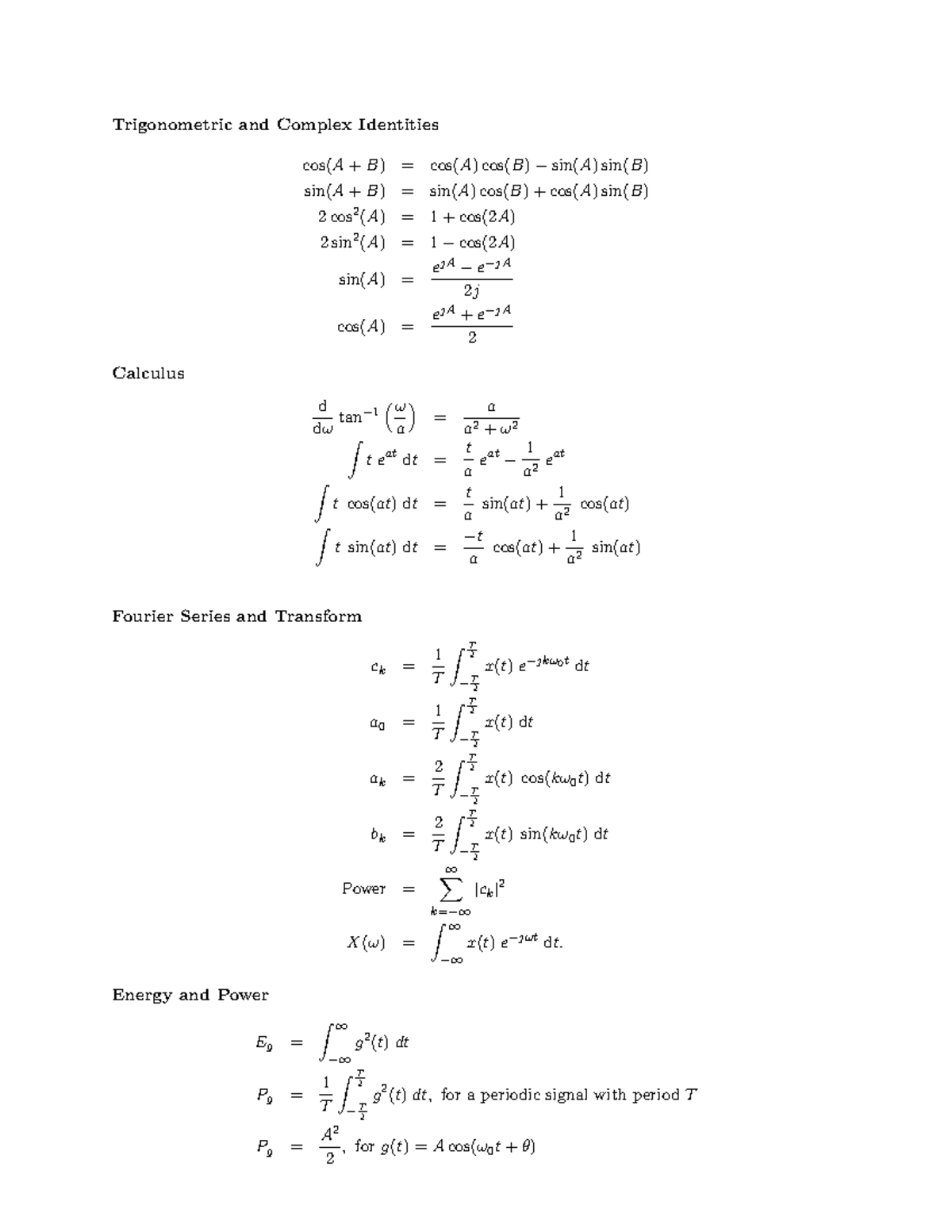 exam1-formulas-trigonometric-and-complex-identities-cos-sin-aa-bb