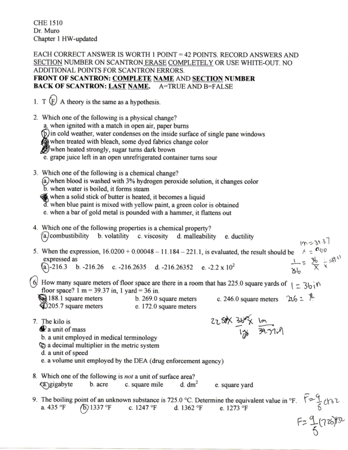 Chem Hw 1 - Hw for this calss - CHE 1520 - Studocu