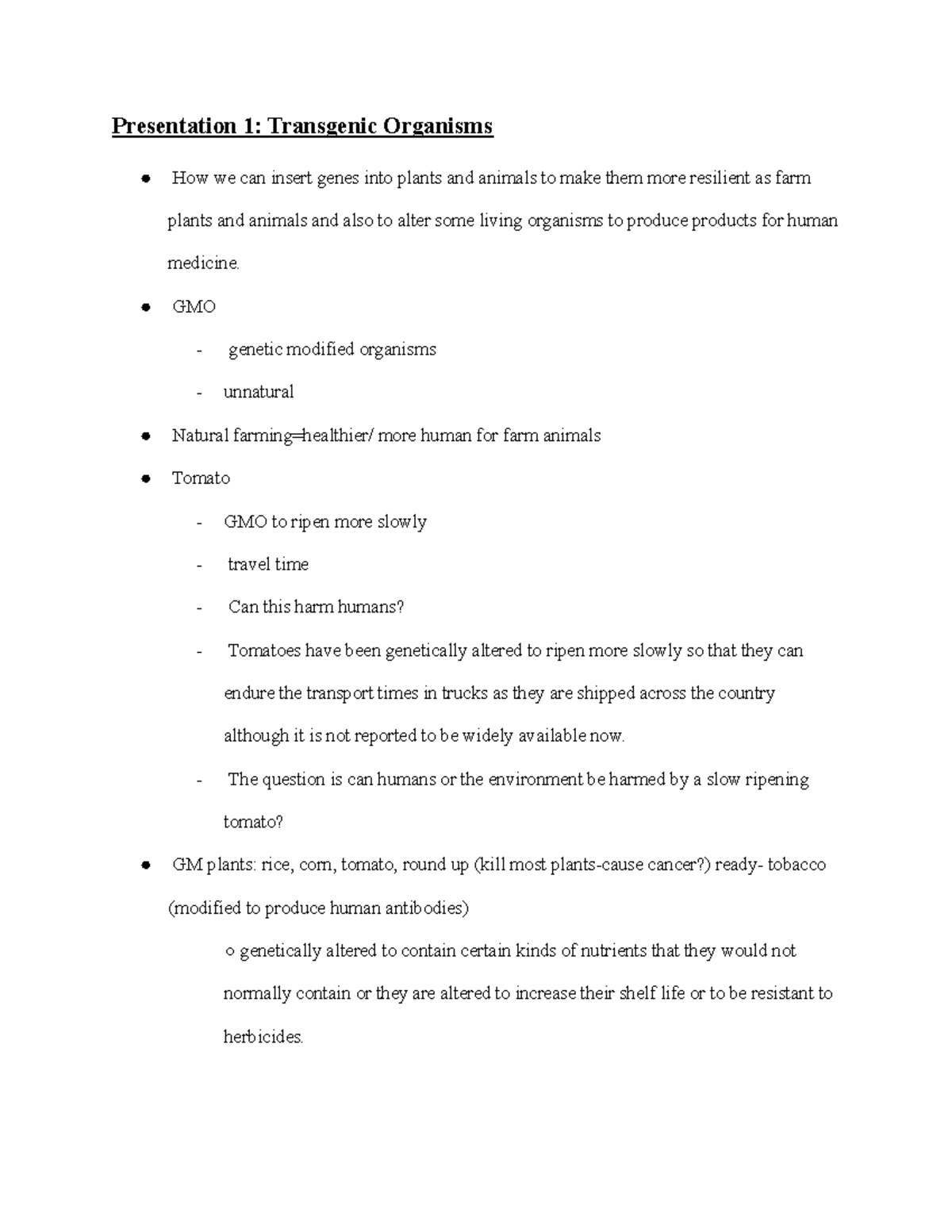 Week 7 Notes Nurs 210 Presentation 1 Transgenic Organisms How we can insert genes into plants