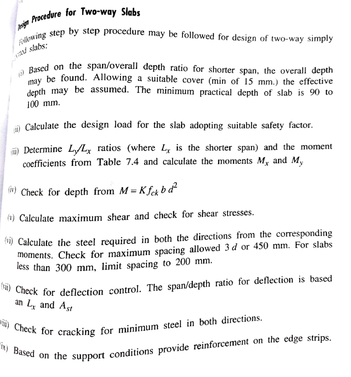 One Way Slab Design Procedure With Example Design Of One Way Slab