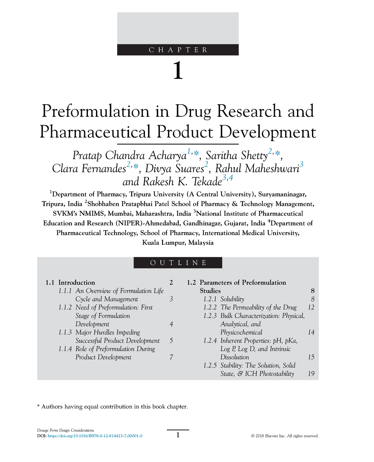 pharm product development - C H A P T E R 1 Preformulation in Drug