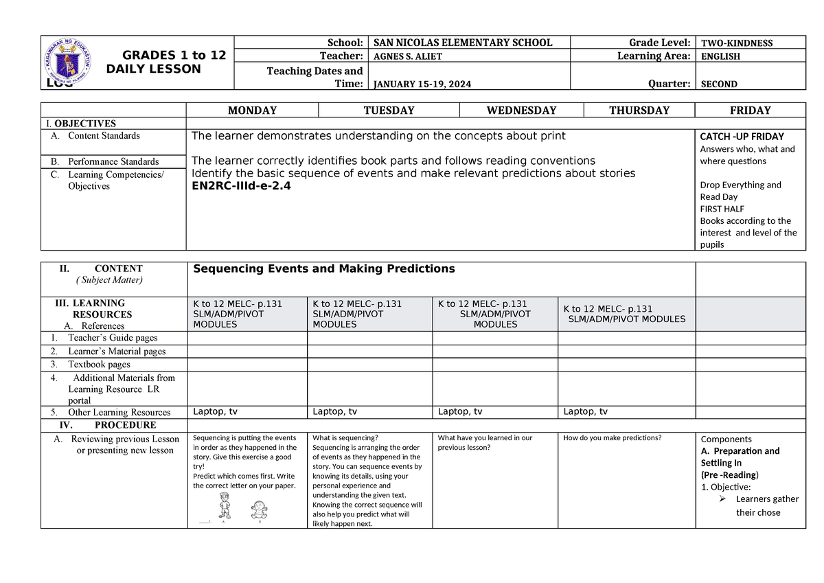 English Q2 WK8 1 - GRADES 1 to 12 DAILY LESSON LOG School: SAN NICOLAS ...