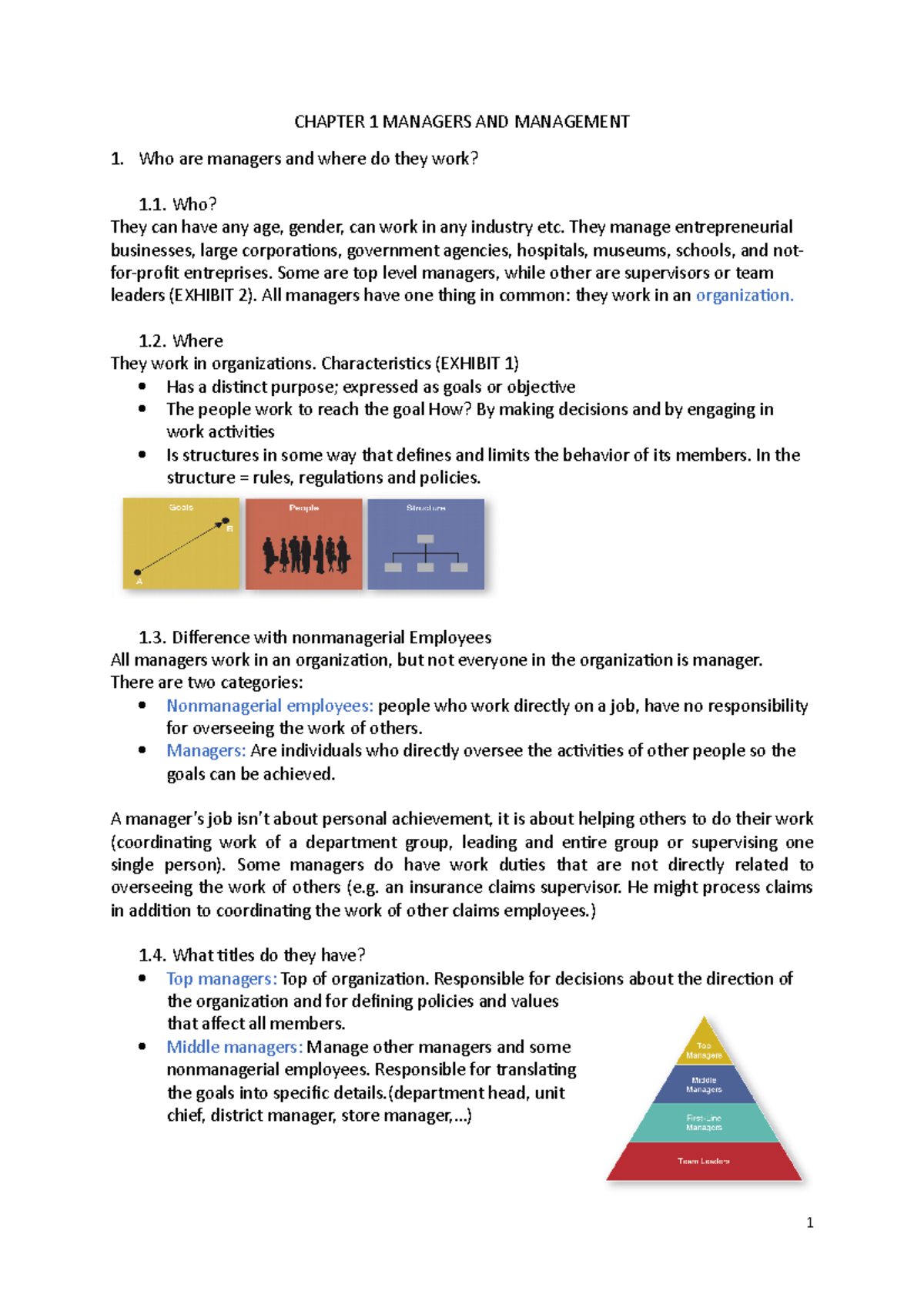 Chapter 1 Managers AND Management - CHAPTER 1 MANAGERS AND MANAGEMENT ...