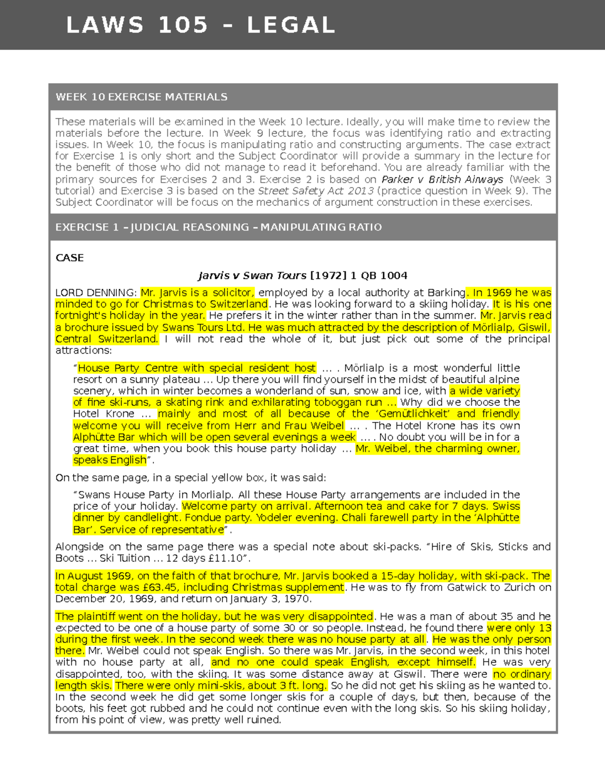 Legal Foundations A - Topic 10 - Legal Method - Exercise Materials ...