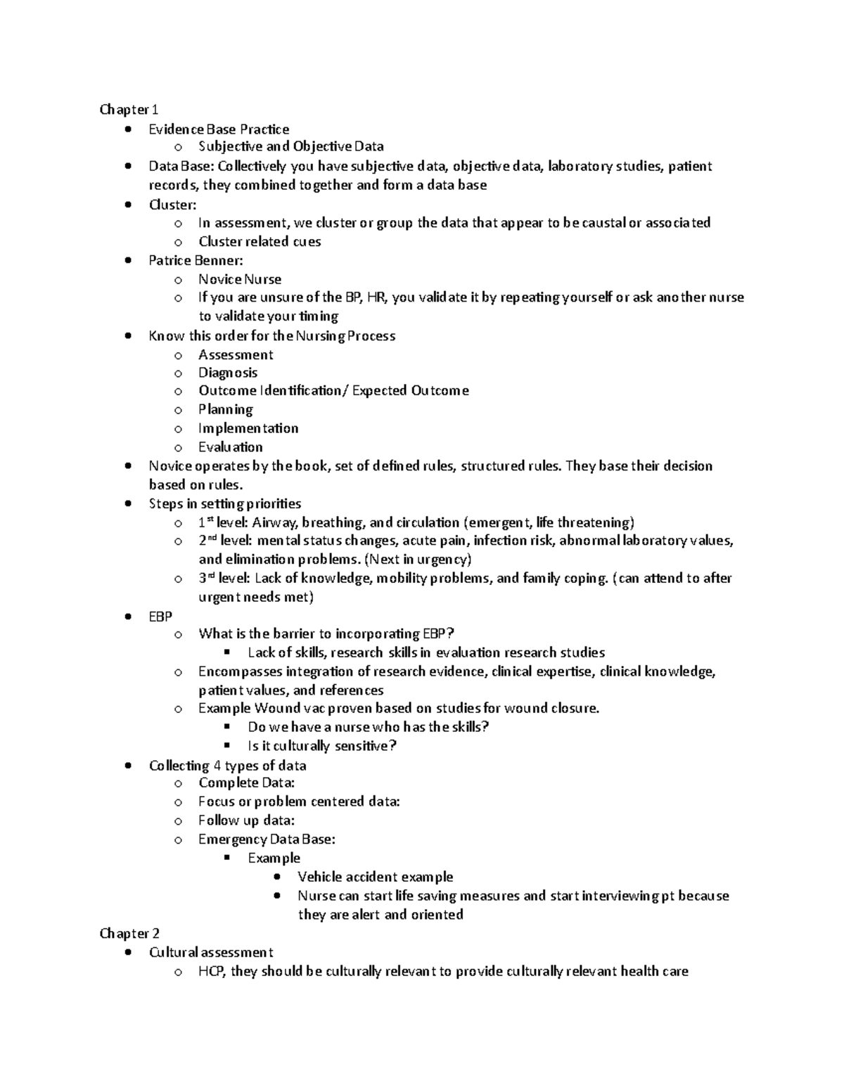 HA 1 - Exam 1 Study Guide - Chapter 1 - Evidence Base Practice o ...