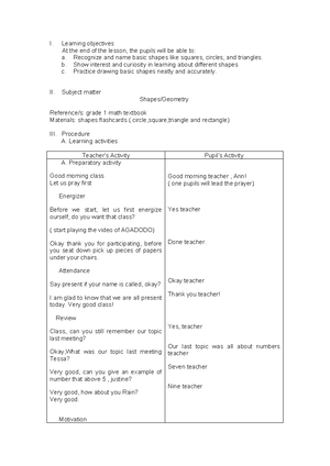 Document 1 - cot - Education major - CHOCK R MATH M JOFFREY GRADE 9 ...