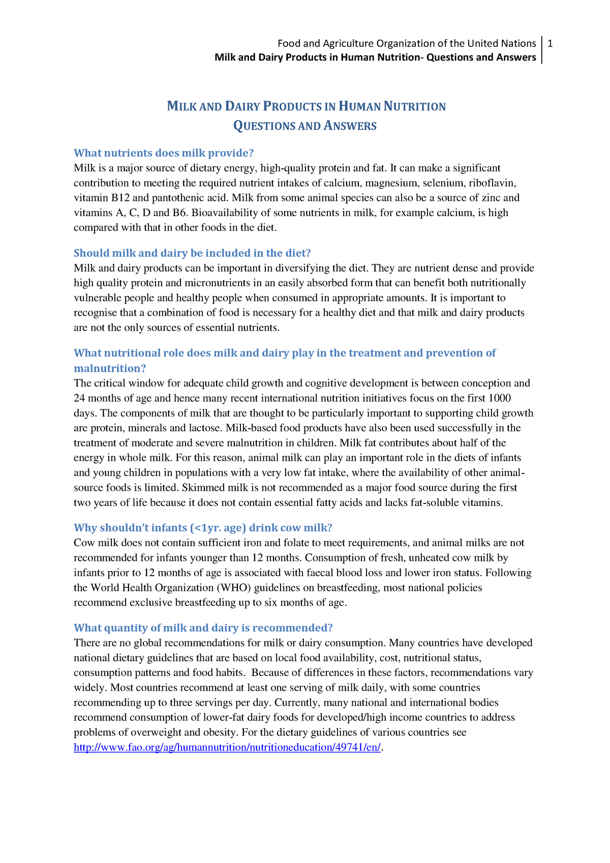 Milk and Dairy Q&A - Milk and Dairy Products in Human Nutrition ...