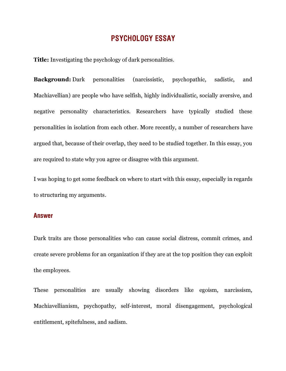 extended essay psychology title page