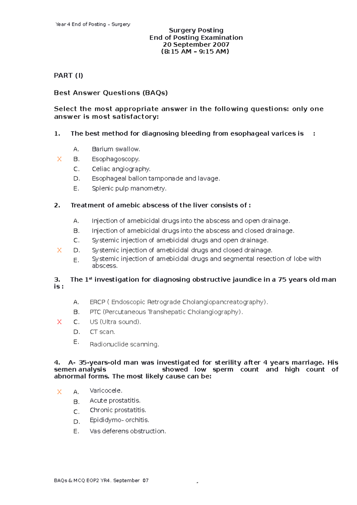 MCQ 2 - answer the question - Surgery Posting End of Posting ...