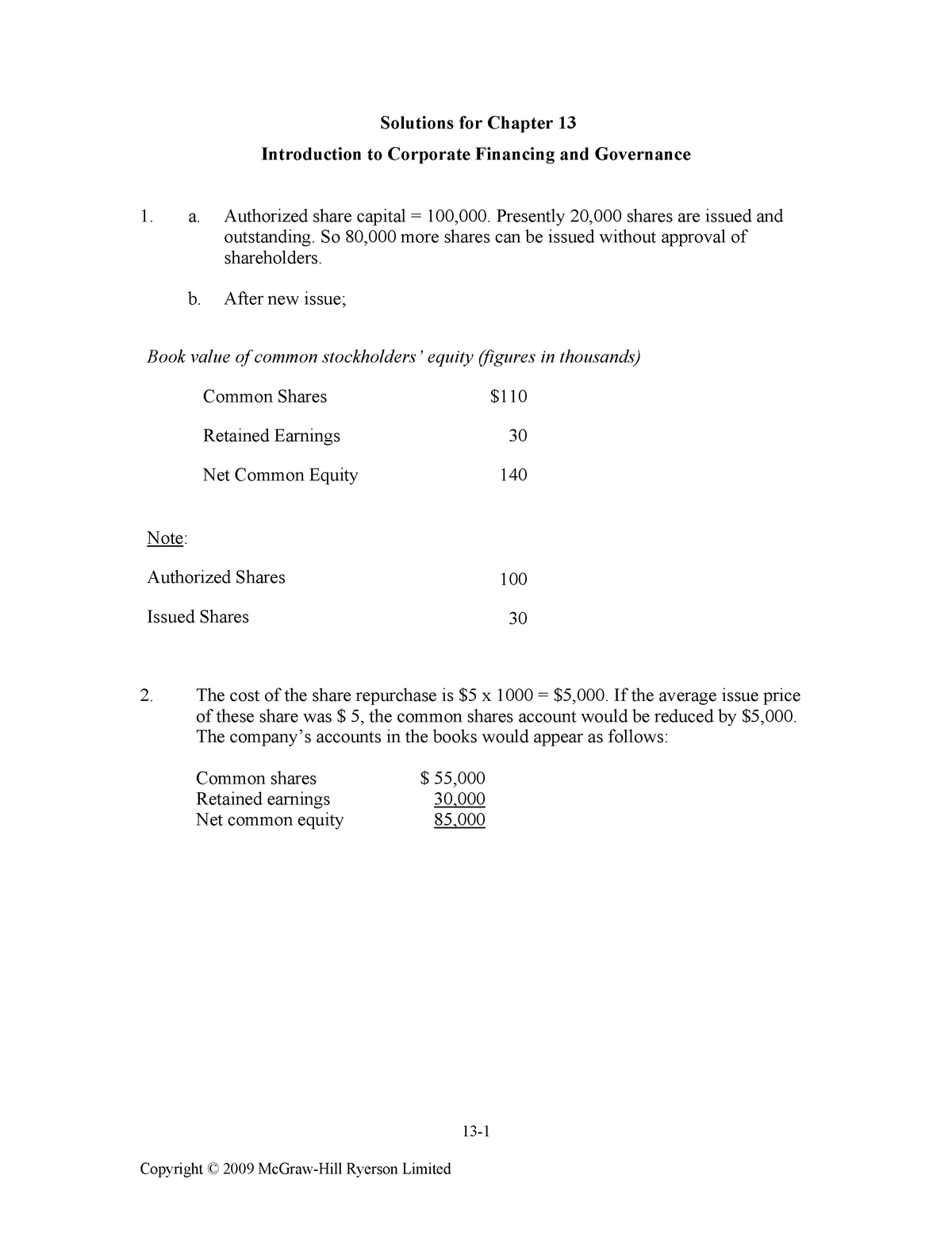 Solution Fundamentals Of Corporate Finance Brealy 4th Chapter 13 - 13 ...