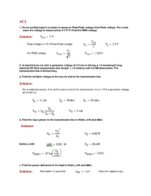 AC 1 Problem solutions - homework - AC ANALYSIS OF TRANSMISSION ...