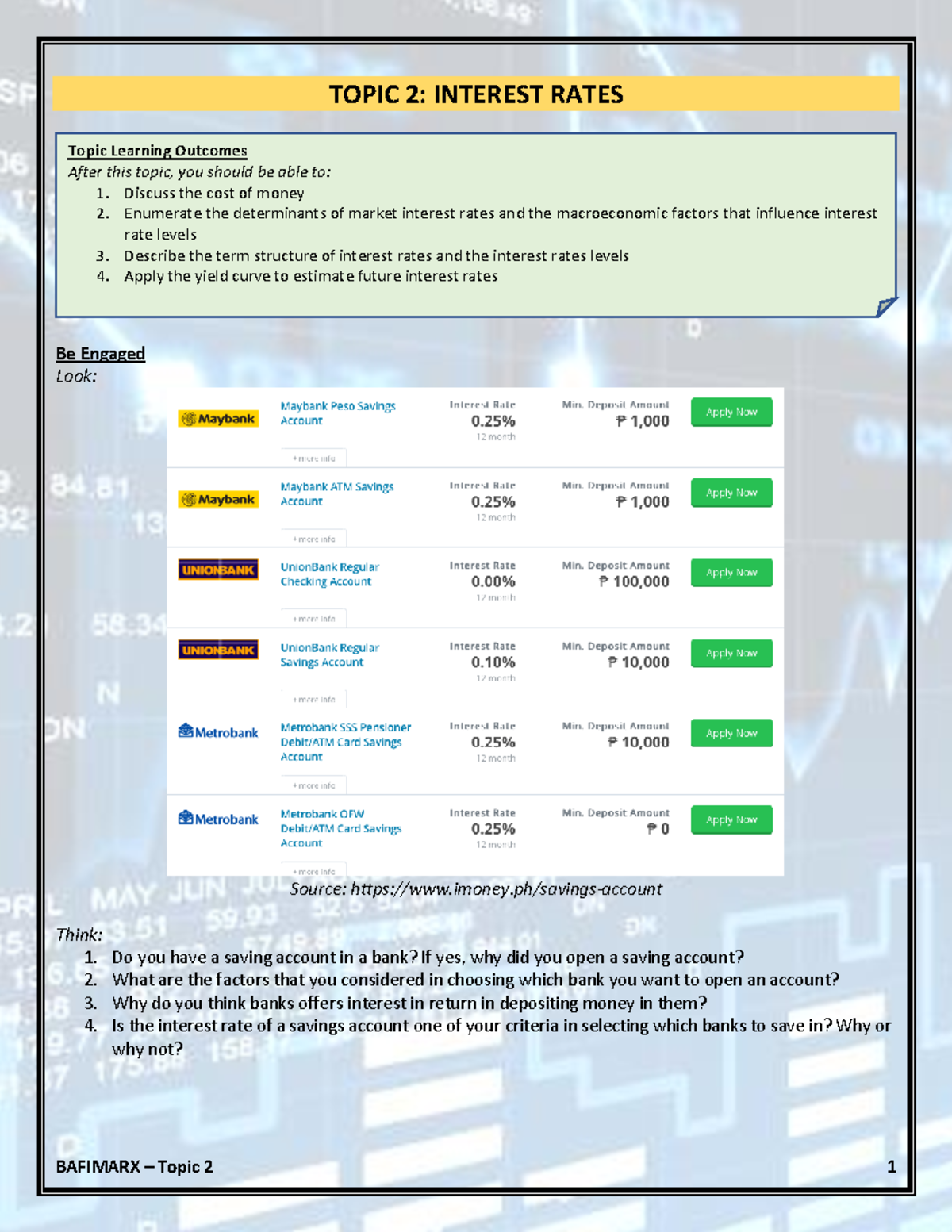 2 Interest rates - TOPIC 2: INTEREST RATES Be Engaged Look: Source ...