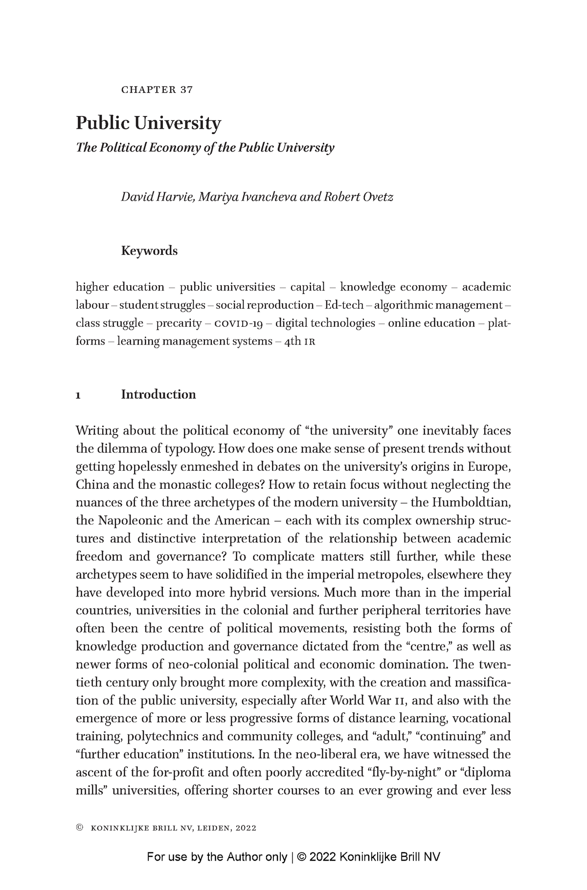 thesis in political economy