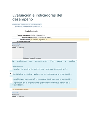 Evaluación E Indicadores Del Desempeño - Studocu