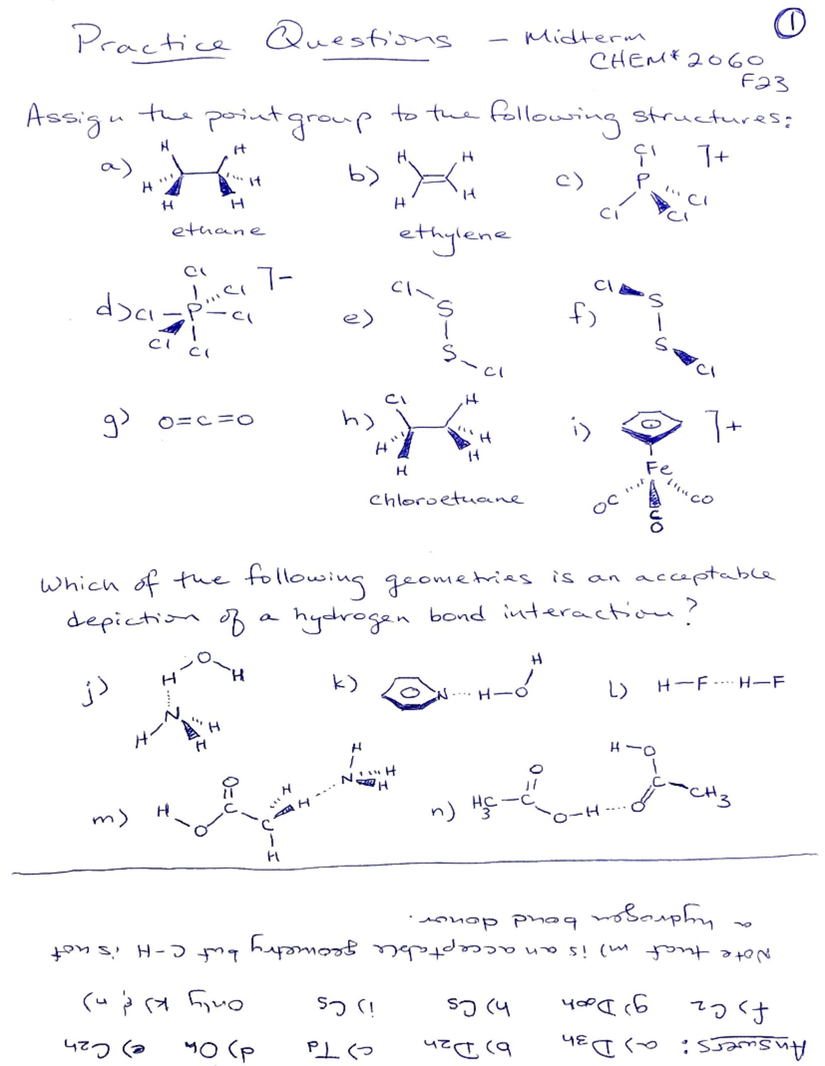 Midterm 2023 Practice Questions - CHEM 2060 - Studocu