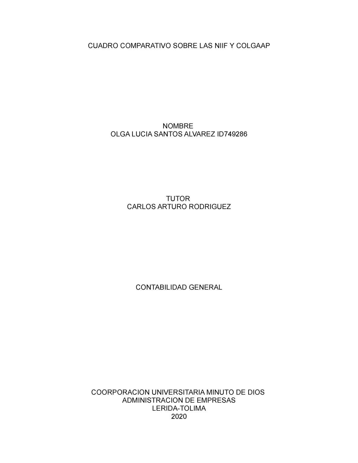 Cuadro Comparativo Sobre Las Niif Y Colgaap Cuadro Comparativo Sobre