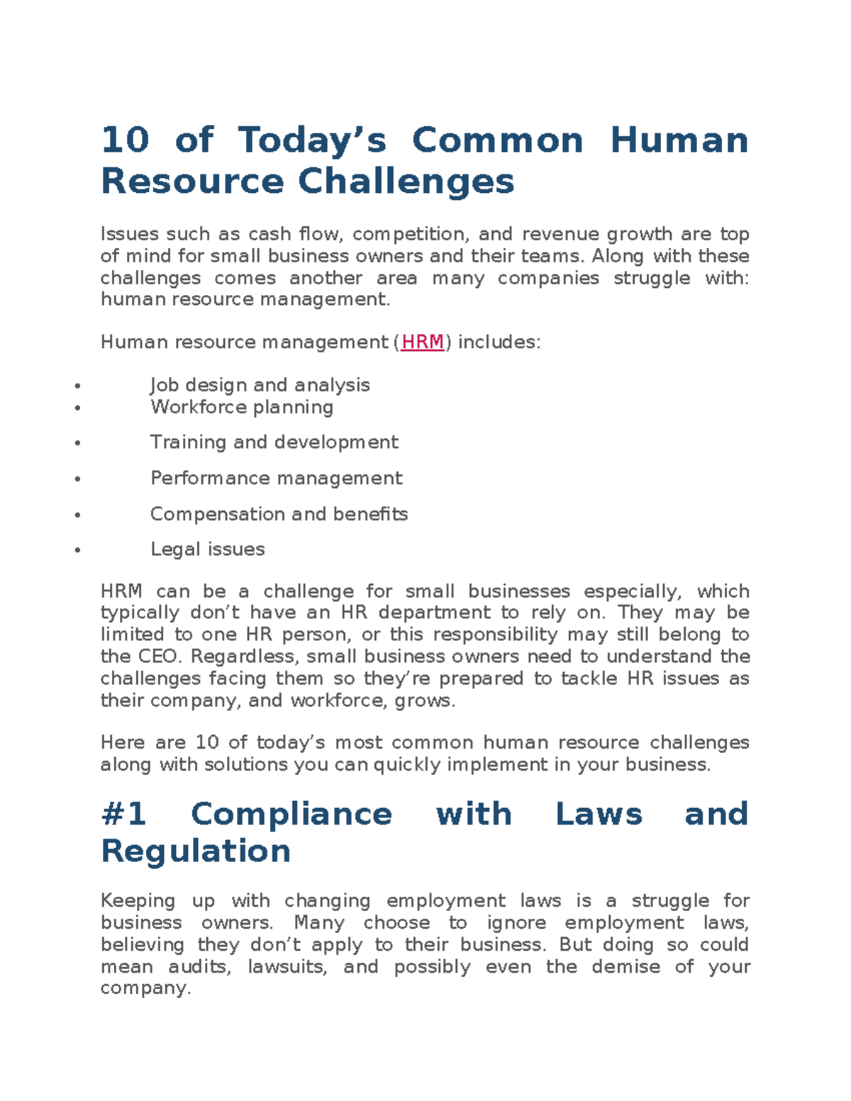 M-6, Challenges of HRM - Lecture notes - 10 of Today’s Common Human ...