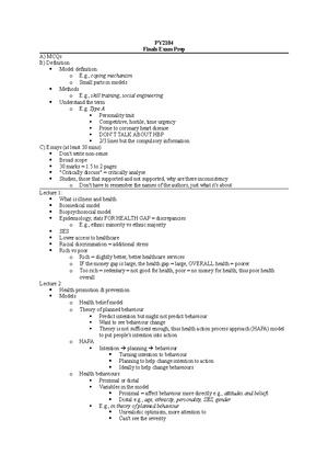 Lecture notes - Week 1 The Biomedical model - Health is defined as a ...