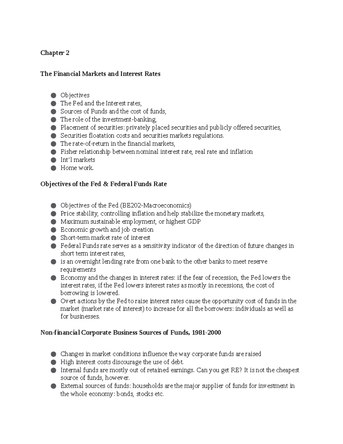 Chapter 2 Notes - Chapter 2 The Financial Markets And Interest Rates ...