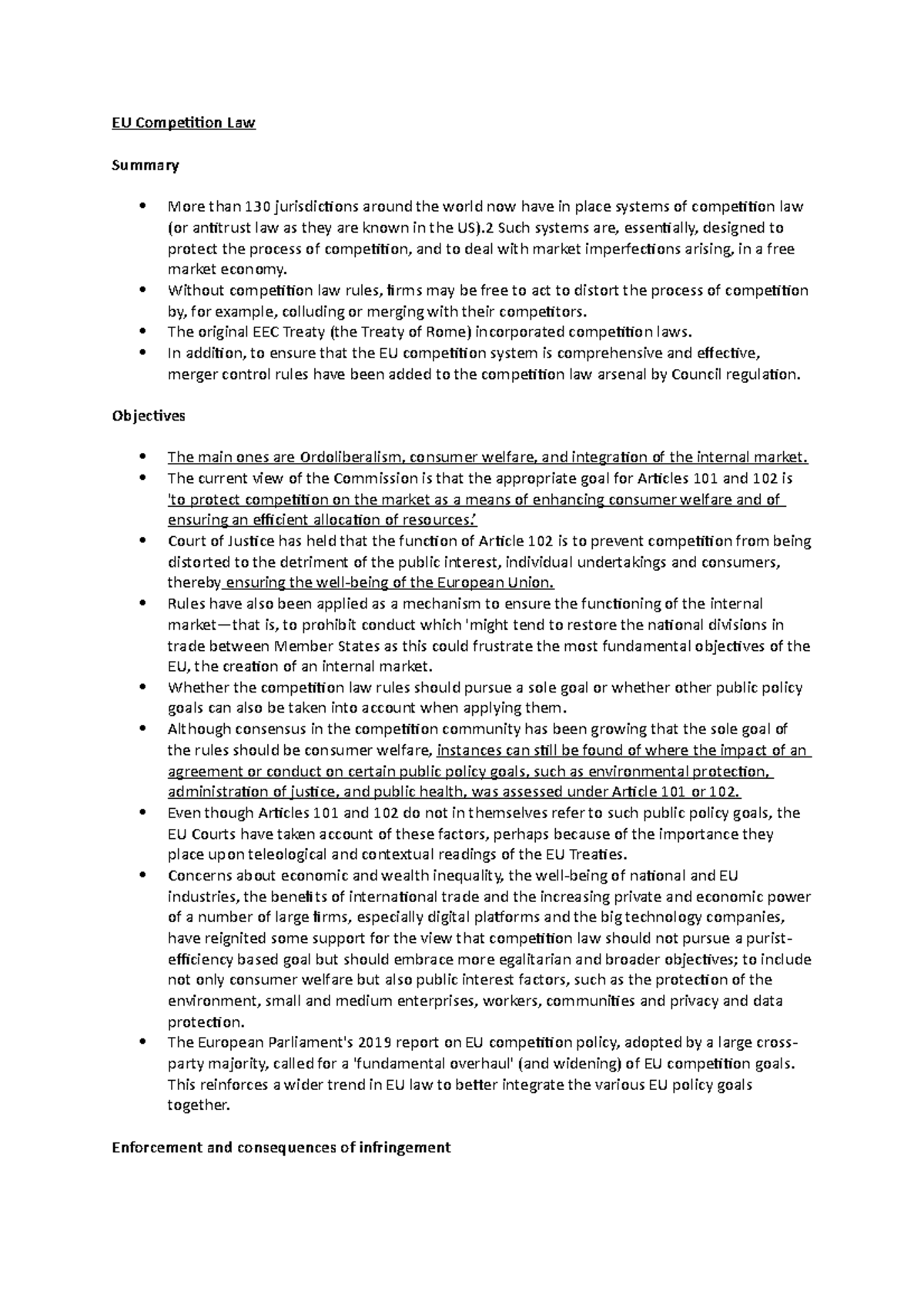 Week 16 Competition Law Reading - EU Competition Law Summary More than ...