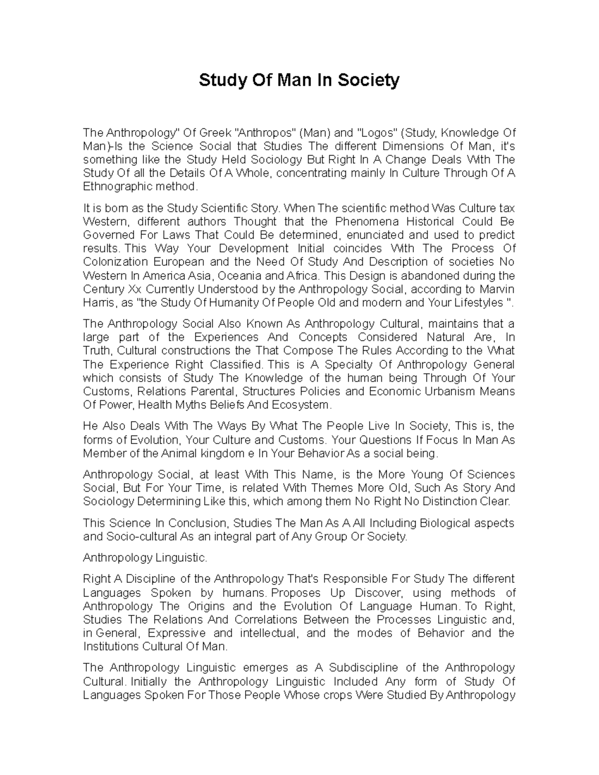 Study Of Man In Society - The Anthropology Social Also Known As ...