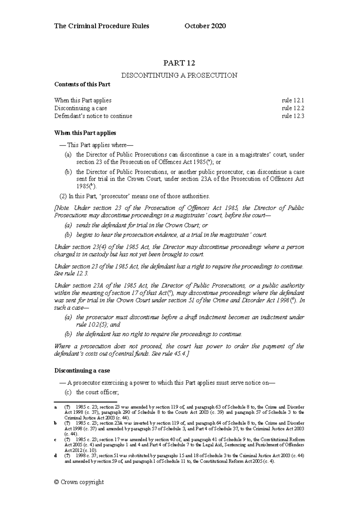 Criminal Procedure Rules: Discontinuing a Prosecution - Oct 2020 - The ...
