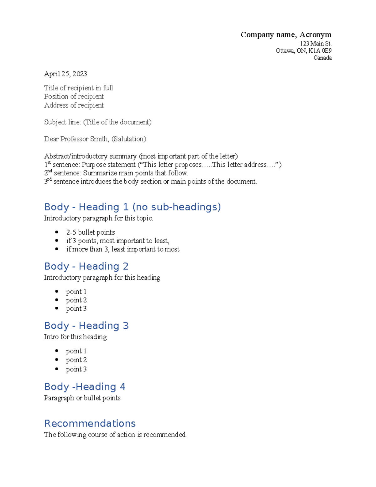 Final Exam - Letter Report Endo Cui - Company name, Acronym 123 Main St ...