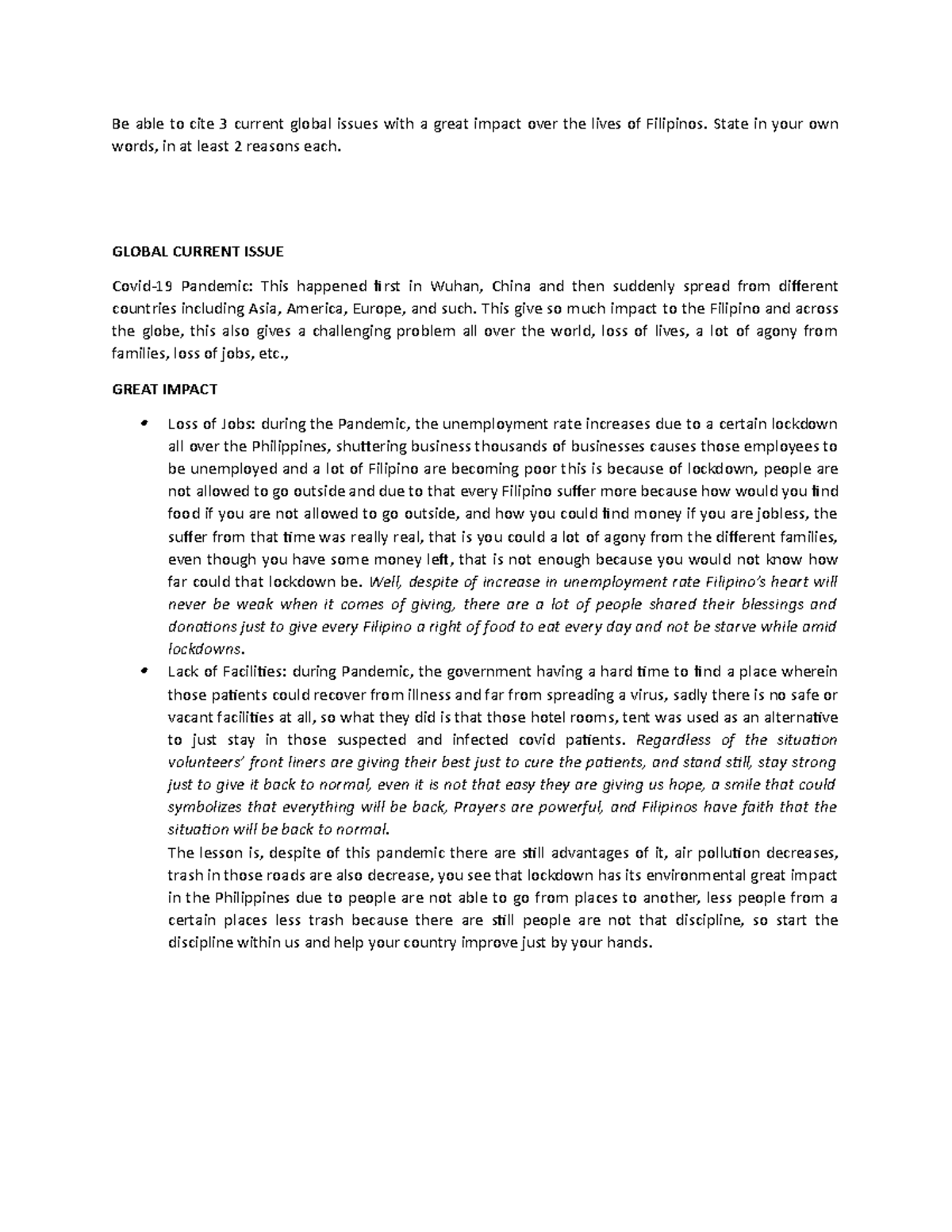 PH Global Issue - Global currents and world literature - PangSU - Studocu