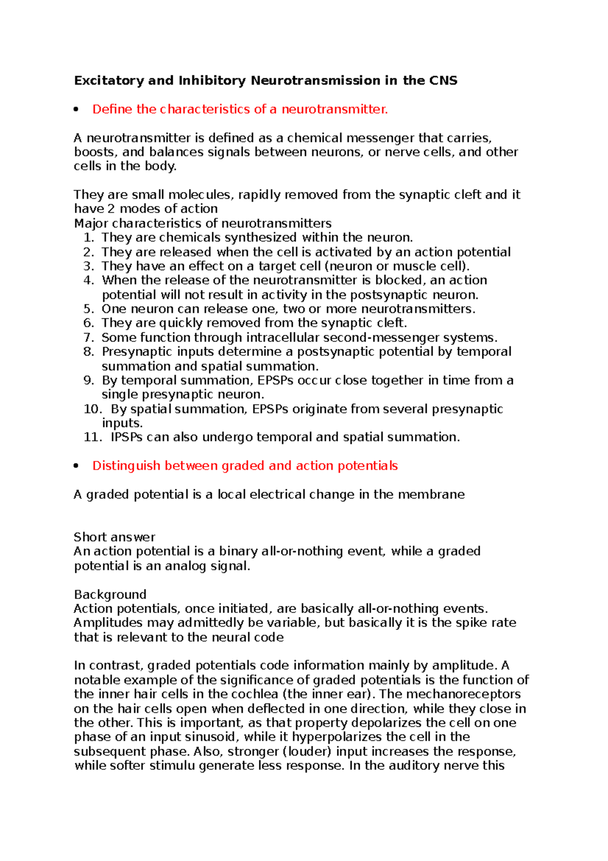 Bs32026 Excitatory and Inhibitory Neurotransmission in the CNS Define