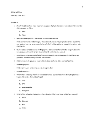 CJ 243 chapters 1 and 2 questions and answers - Giuliana DiMeo February ...