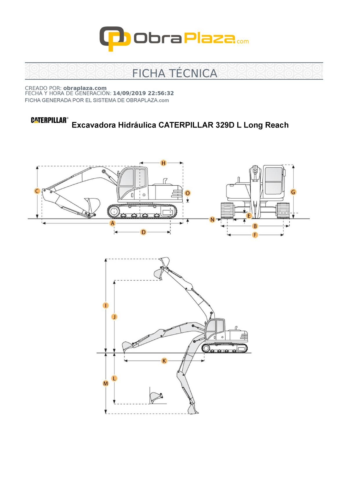 Ficha técnica - FICHA GENERADA POR EL SISTEMA DE OBRAPLAZA Excavadora ...